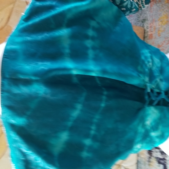 BEAUTIFUL Embroidery Beaded Ethnic Turquoise Silk SS Vintage Crop Top Jacket - Picture 7 of 16